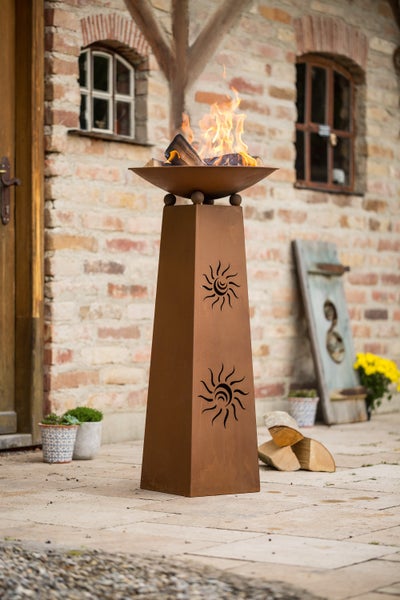 FRANK FLECHTWAREN | Säule Sonne, 2tlg., METALL, Schale ca. Ø 48 cm, GH 103 cm