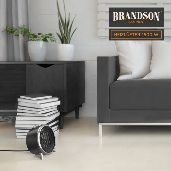 Brandson Keramikheizlüfter 1500W, Keramik Heizelement, 2 Leistungsstufen, Überhitzungsschutz, Automatische Abschaltung, Umkippschutz, energiesparend