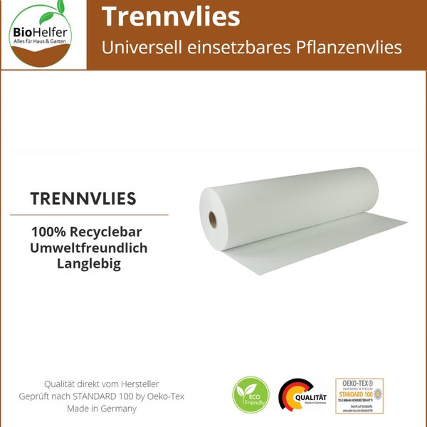 BioHelfer Trennvlies für Blähton, wasserdurchlässig, universelles Pflanzvlies, 1m x 200m