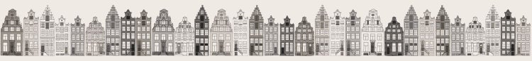 ESTAhome XXL-Tapetenbordüre Amsterdamer Grachtenhäuser Grau - 50 x 400 cm - 157714