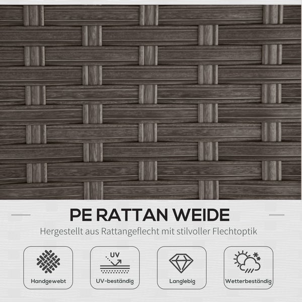 Outsunny Gartengarnitur, 120L x 68B x 73H cm, Stahlrahmen, PE-Rattan, Polyester, dunkelgrau