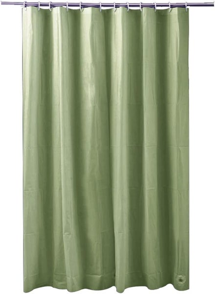ADOB Anti-Schimmel Duschvorhang aus Peva in Oliv Grün, Maße 180 x 200 cm, waschbar, mit Gewichtsband und 12 Duschvorhangringen