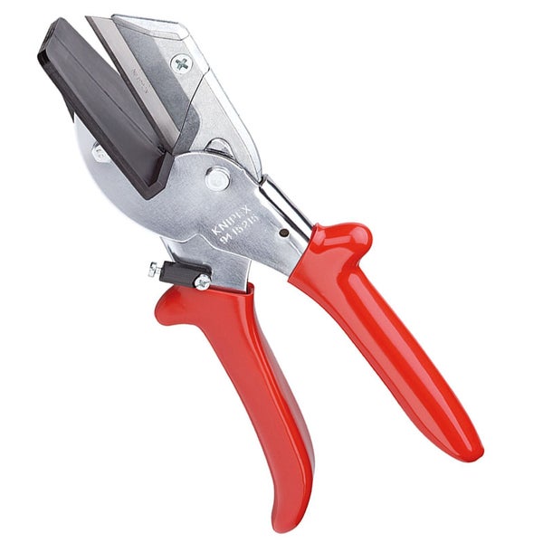Knipex Gehrungsschere 94 15 215 für Kunststoff und Gummiprofile mit roten Griffen