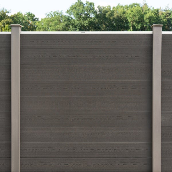 Home Deluxe WPC Sichtschutzzaun CALLADO - 1 x Element + 2 x Pfosten | Sichtschutz Holzoptik, WPC Zaun Anthrazit, WPC Stecksystem Zaun