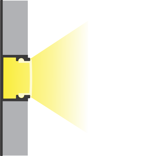TIVENDIS Led Alu Profil 2 m TB3 mit Zubehör für Strip / Streifen bis 14 mm breit | Abdeckung satiniert milchig  |  Einbau Trockenbau Abschlussleiste Abschlussprofil Deckenleiste eloxiert