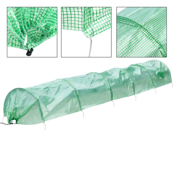 ECD Germany 2x Folientunnel Pflanztunnel 300x55x35 cm 3m Transparent/Grün PE-Gitterfolie 135 g/m² mit 6 Gewölbter Stahldraht Ø 2mm, Foliengewächshaus Gewächshaustunnel Gewächshaus Treibhaus Frühbeet