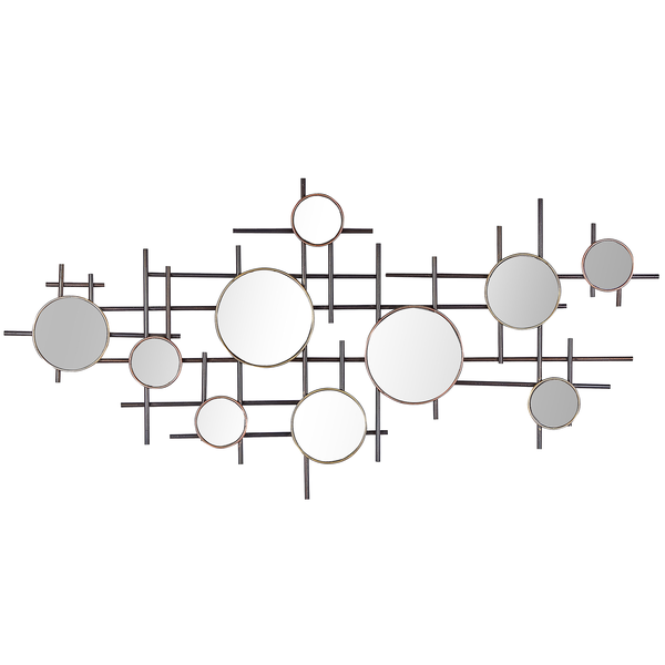 Dekorativer Wandspiegel mit Metallrahmen und runden Spiegeln