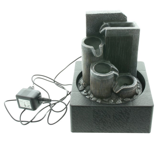 FRANK FLECHTWAREN | LED-Brunnen Wasserspiel, POLYRESIN, KUNSTSTOFF, 18 x 18 x 24 cm