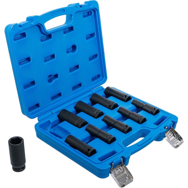 BGS Kraft-Steckschlüssel-Einsatz-Satz Sechskant tief Antrieb Innenvierkant 12,5 mm (1/2) SW 10 - 24 mm 10tlg. - 5206