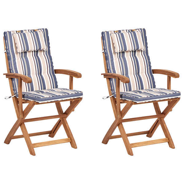 Set mit 2 Stühlen und Sitzkissen MAUI II Akazienholz Bunt