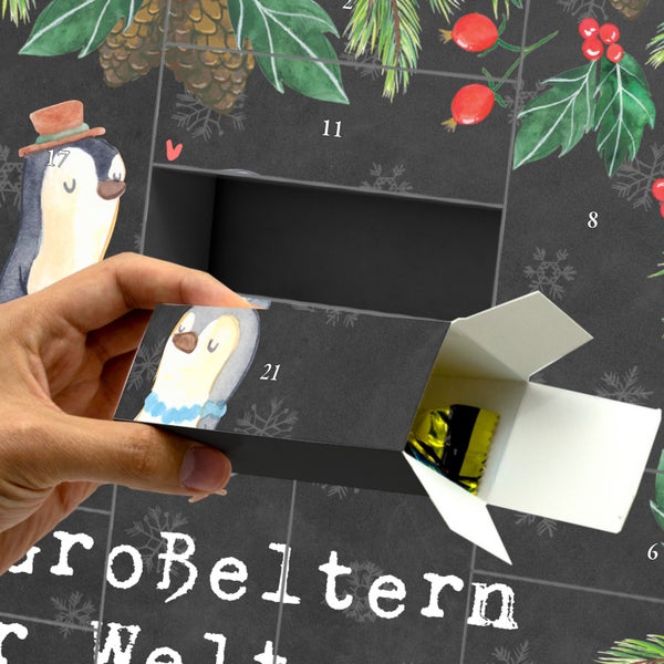 Mr. & Mrs. Panda Befüllbarer Adventskalender Pinguin Beste Großeltern der Welt - Schwarz