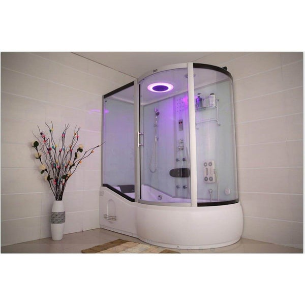 Home Deluxe - Duschtempel All IN 2in1 - Weiß, 170 x 90 x 220 cm Rechts - inkl. Regendusche, Fußmassage, Radio und Zubehör I Duschkabine Fertigdusche Badewannenkombination, Duschtempel