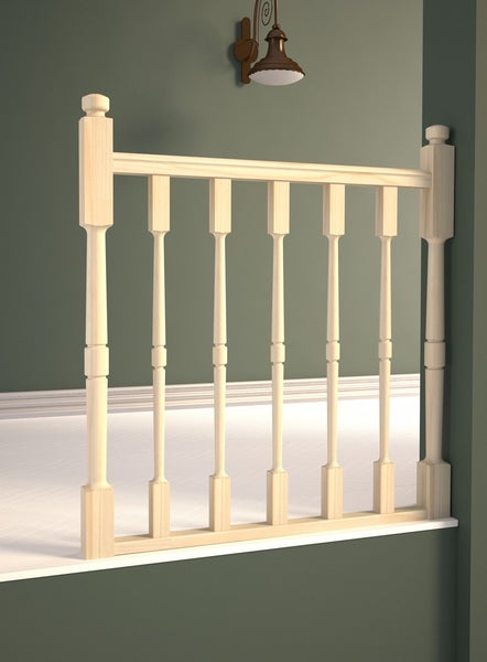 Balustrade mit gedrechselten Balustraden – Kiefernholz – 320 cm