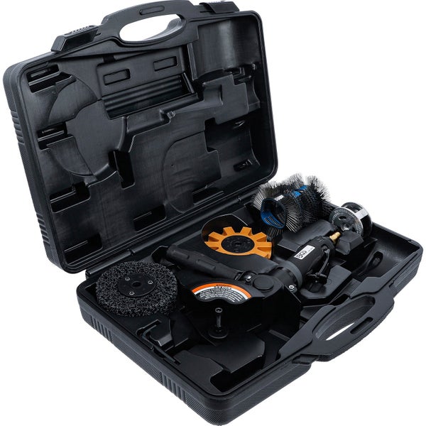 Druckluft-Rotationsbürsten-Set in schwarzem Koffer