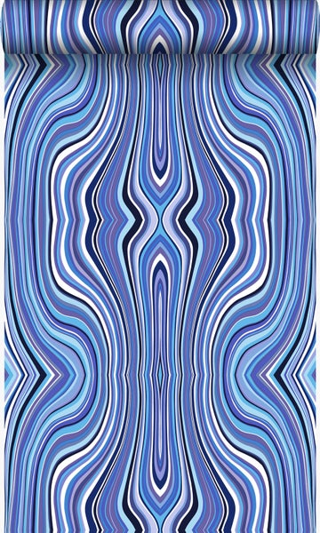 Origin Wallcoverings Tapete grafische Linien Blau und Türkis - 53 cm x 10.05 m - 347228
