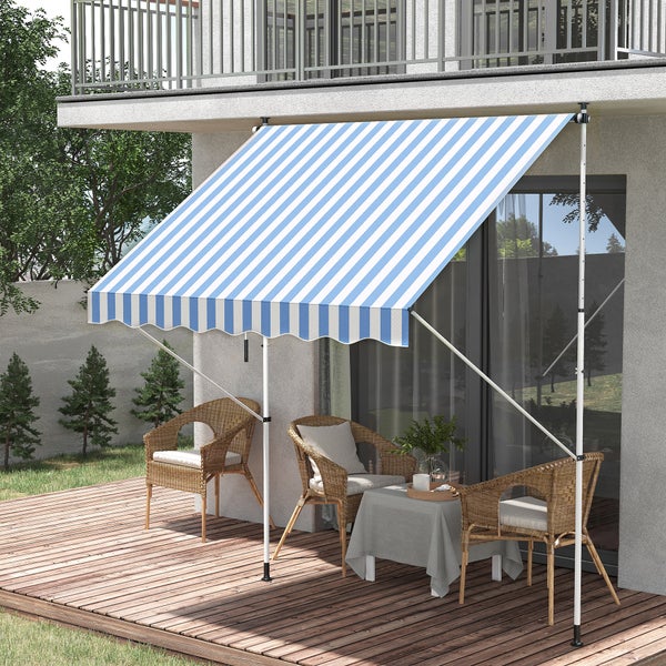 Outsunny Markise, Klemmmarkise, 200 x 150 cm, Alu, Blau+Weiß