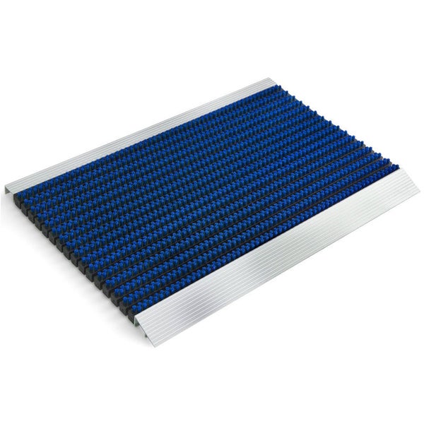 FLOORDIREKT Fußmatte - Profi Brush - Schmutzfangmatte mit Alu-Rahmen - Blau - 50 x 80 cm
