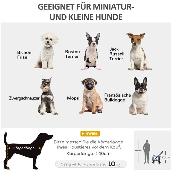 PawHut Hundebuggy, 81L x 58B x 97,5H cm, Oxford, Stahl, Blau