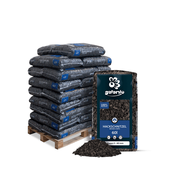 Galamio Holzhackschnitzel Schwarz 60l x 26 Sack 1560l Palette
