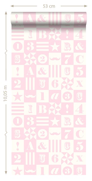 Tapetenrolle mit Buchstaben und Zahlen, 53 cm breit, 10,05 m lang