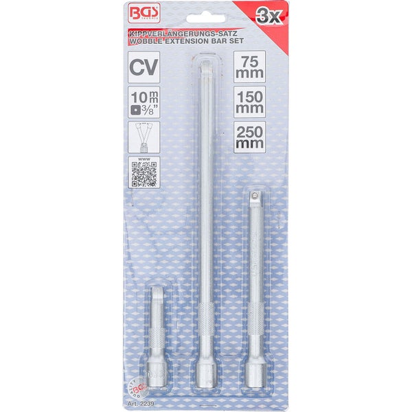 BGS Kippverlängerungs-Satz mit drei Wobble Verlängerungen 75 mm, 150 mm und 250 mm