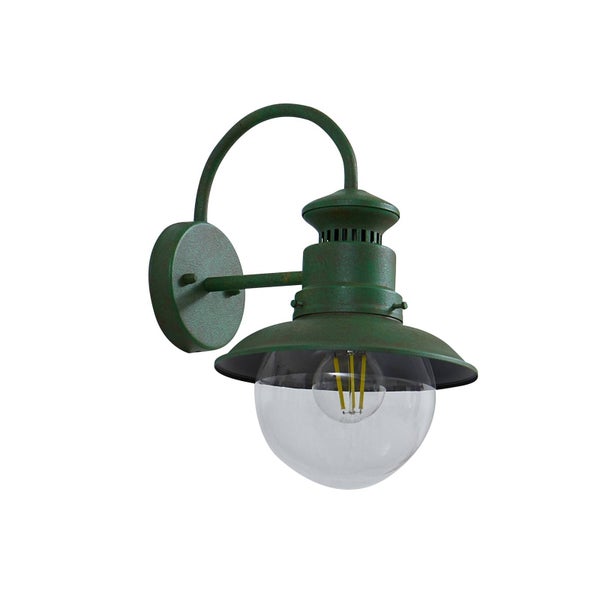 Lindby Wandleuchte außen (Laterne) Celinor (spritzwassergeschützt (Landhaus, Vintage Rustikal) in Grün aus Metall (1 flammig E27) - Außenwandleuchten Wandlampe Led Außenlampe Outdoor