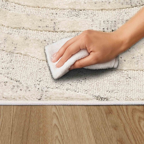 Reinigung eines gemusterten Teppichs mit einem Tuch