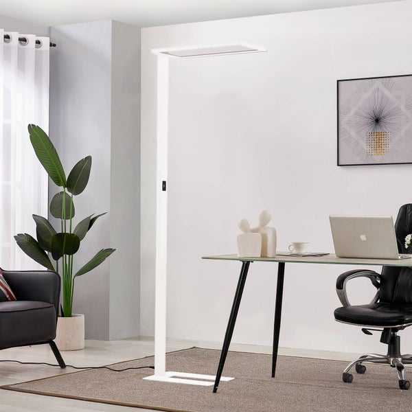 PRIOS LED Bürostehleuchten Taronis ( Touchdimmer) dimmbar (Modern) in Weiß aus Aluminium (1 flammig, ) - Bürolampe Arbeitsplatzlampe Standleuchte Stehlampe Deckenfluter Touch Lampe