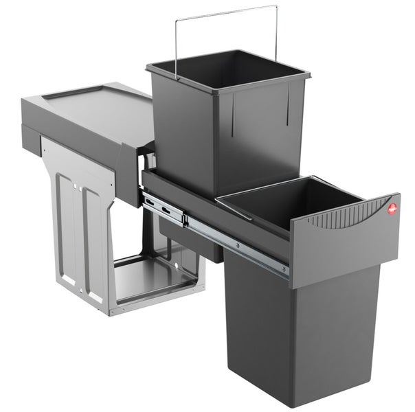 Abfallsammler mit zwei Eimer und Metalleinbaurahmen