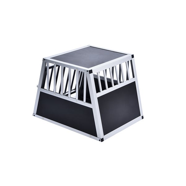 Home Deluxe - Hundetransportbox Alu SKITO - M - 69 x 54 x 50 cm - Farbe: Silber / Schwarz - Material: MDF Platten, Aluminium I Hundetransportbox Transportlösung Alu-MDF-Material Tierfreundlich