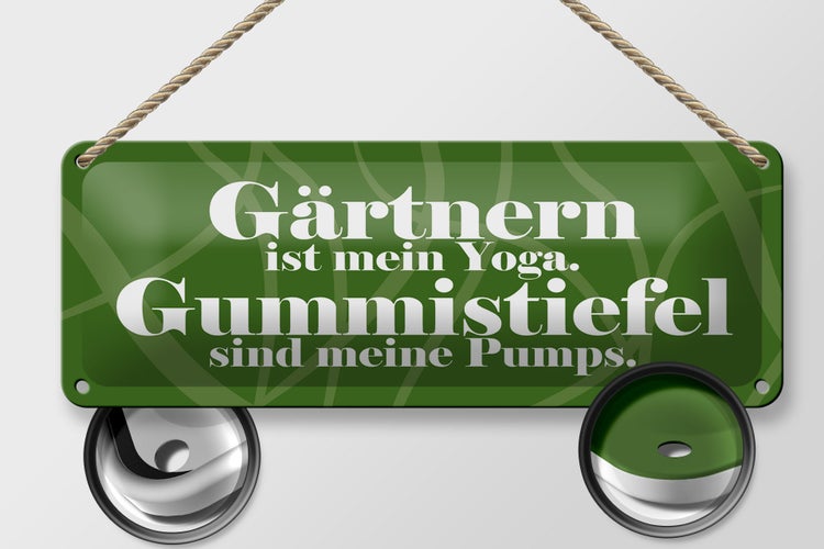Blechschild Spruch 27x10cm Gärtnern ist mein Yoga Dekoration