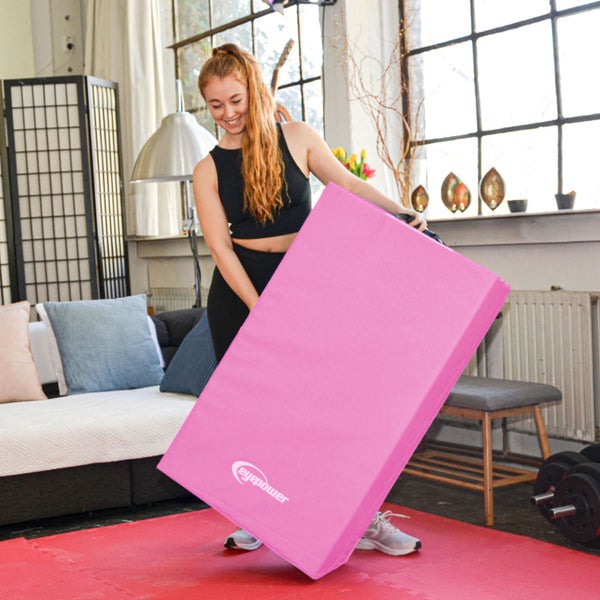 180x115 Klappbare Gymnastikmatte - 5cm dicke Turnmatte Pink Aubergine