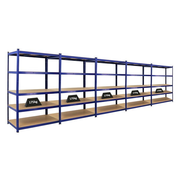 PROREGAL Mega Deal 5x Schwerlastregal Taurus HxBxT 180 x 120 x 60 cm Fachlast 175 kg Blau