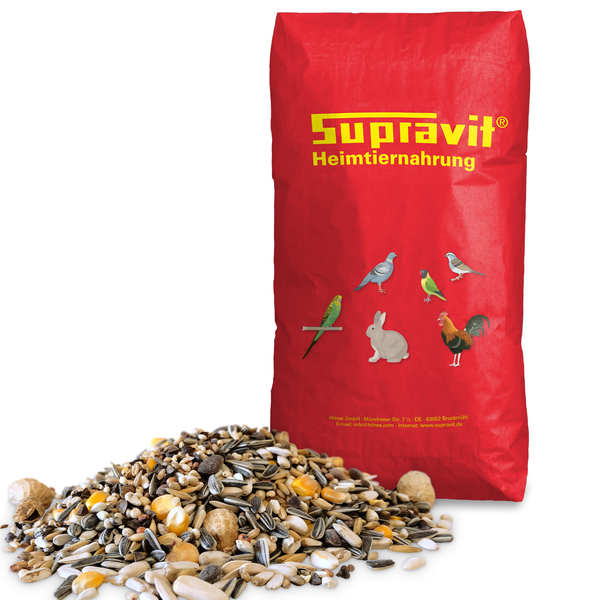 Futtermischung für Haustiere in roter Verpackung von Supravit