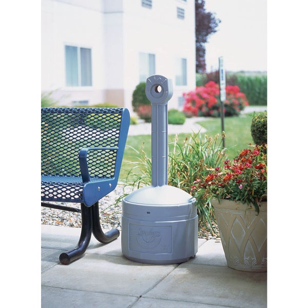 PROREGAL Sicherheits Standascher Standaschenbecher aus Kunststoff 15 Liter Innenbehälter Selbstlöschend HxB 98 x 42 cm Grau