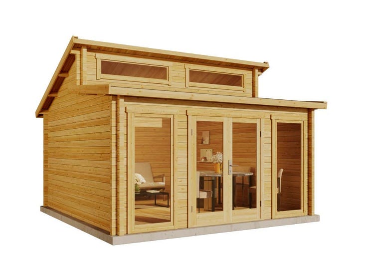 Alpholz Gartenhaus Narvig A aus Massiv-holz, Gerätehaus mit 40 mm Wandstärke, Garten Holzhaus inklusive Montagematerial, Geräteschuppen Größe: 420 x 420 cm| Pultdach
