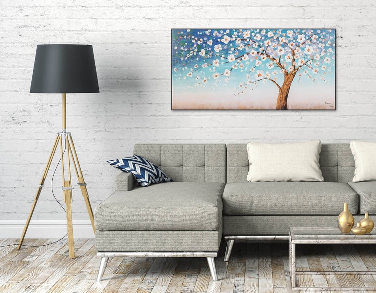 Handgemaltes Gemälde Acrylfarbe 120x60cm Blau