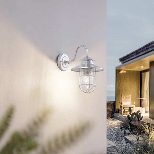 Lindby Wandleuchte außen (Laterne) Celinor (spritzwassergeschützt (Vintage, Industriell) in Chrom aus Metall (1 flammig E27) - Außenwandleuchten Wandlampe Led Außenlampe Outdoor für