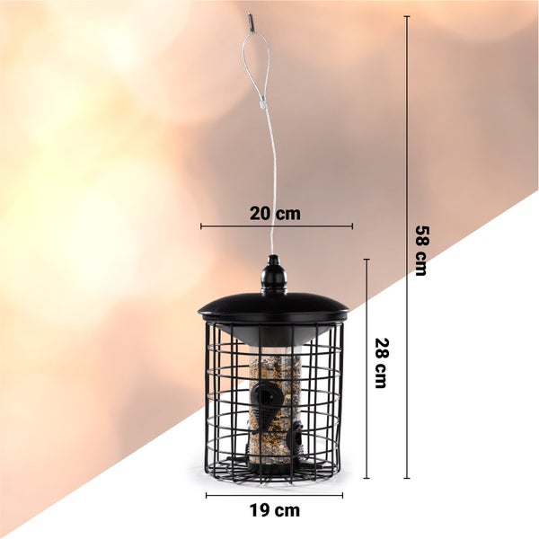 Vogelfutterhaus CULT at home Futtersäule Höhe 29 cm schwarz Metall mit Schutzkäfig