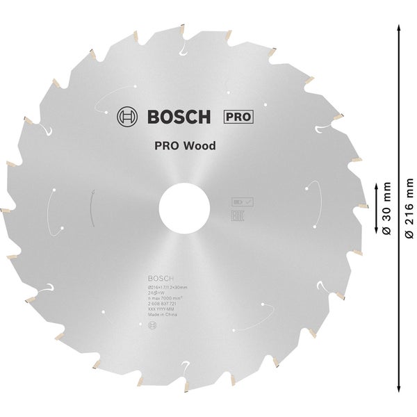 Bosch PRO Wood cordless Blatt für Kreissägen 216 x 1,7 x 30 mm - 2608837721