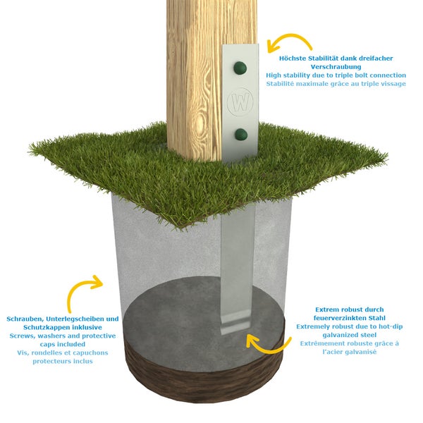 WICKEY Bodenanker Erdanker Winkelanker-Set SolidLock 6 Stk. für Spielturm und Schaukel, Anker, Pfostenanker für Klettergerüst und Gartenzaun