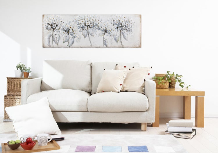 Handgemaltes Gemälde Acrylfarbe 150x50cm Weiß