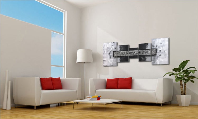 Das moderne Bild -Silver Struggle- 210x70x2 cm handgemaltes Unikat