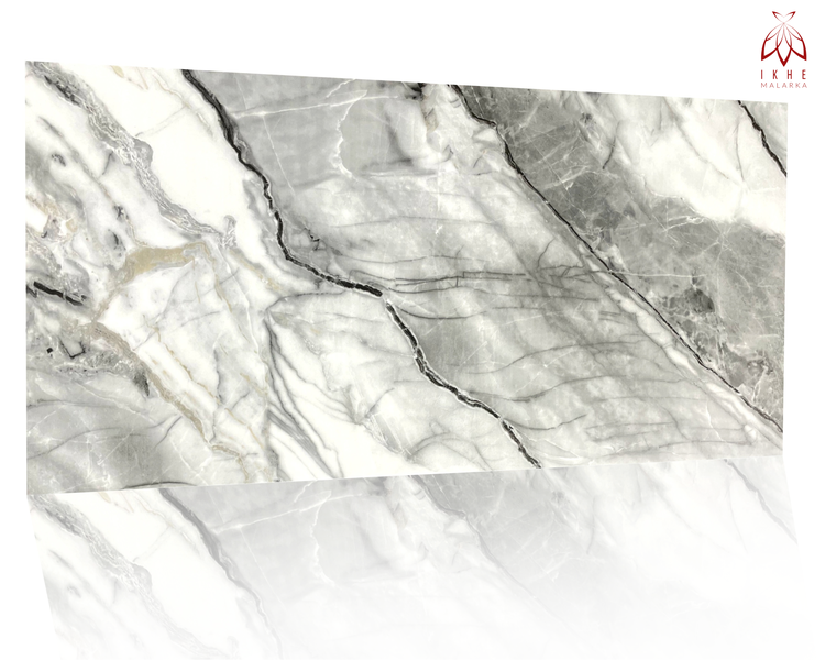 3D Wandpaneel Marmoroptik PVC 120x60cm – Luxuriöse Wandverkleidung DIY-Montage, Alternative zu Fliesen für Bad & Küche Grey 01