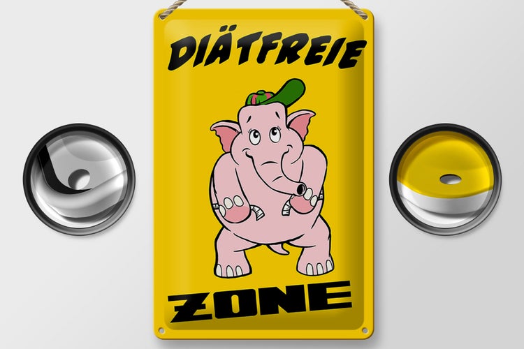 Blechschild Spruch 20x30cm Diätfreie Zone Elefant