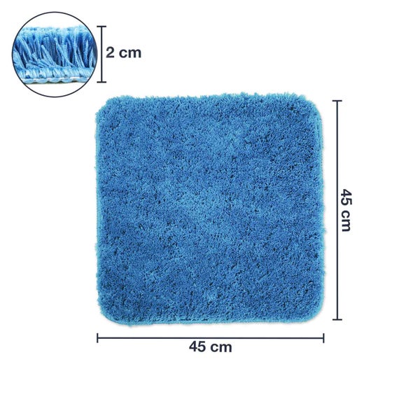 Blauer Badteppich, 45 x 45 cm mit 2 cm Florhöhe