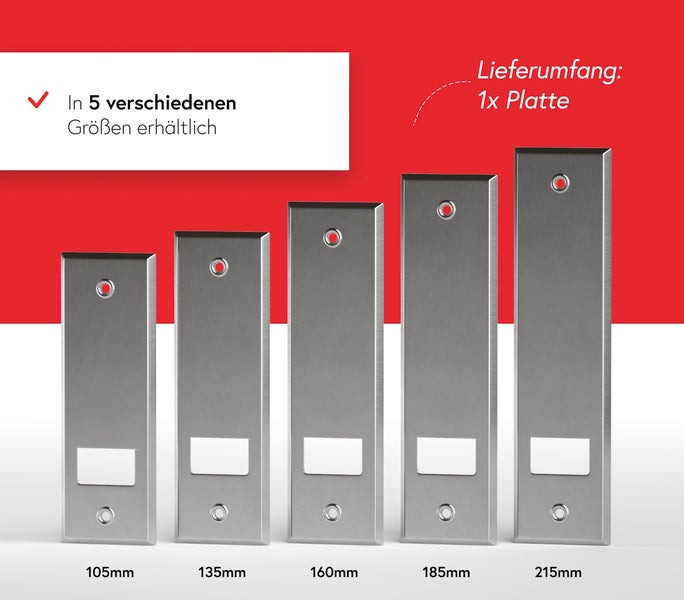Edelstahlplatten in fünf verschiedenen Größen erhältlich
