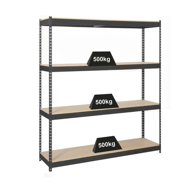 PROREGAL Schwerlastregal Wood Beast Four HxBxT 200 x 210 x 45 cm 4 Ebenen Fachlast 500 kg Anthrazit
