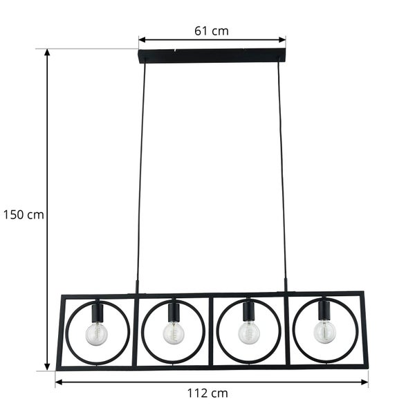 Lindby Pendelleuchte Mateja (Modern) in Schwarz aus Textil (4 flammig, E27) - Deckenlampe Esstischlampe Hängelampe Hängeleuchte Wohnzimmerleuchte