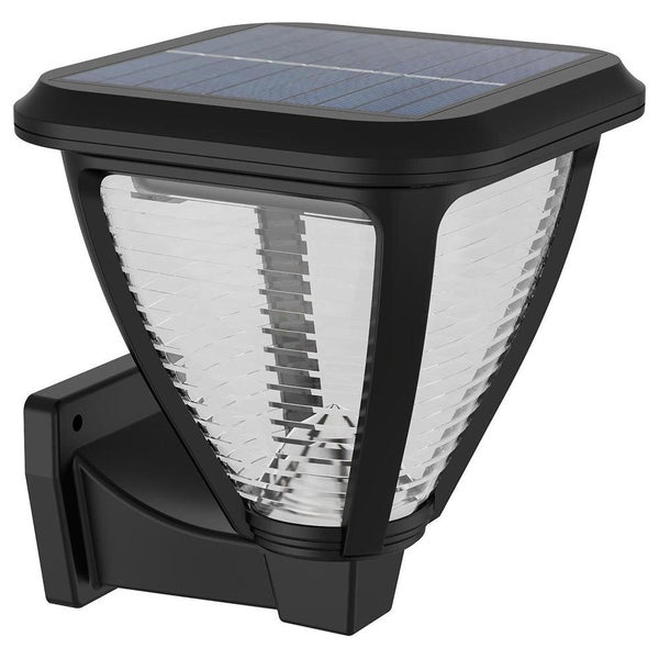 LED Solar Wandleuchte Vapora in Schwarz und Transparent 1,5W 200lm IP44 mit Dämmerungssensor